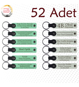 Yeşil & Beyaz, Yılbaşı Etkinliklerine Küçük Hediyelik, 52’li Set, Kişiselleştirilebilir Deri Hatıra