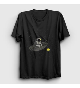 Presmono Unisex Siyah Moon Fishing Astronaut Space Astronot Uzay T-Shirt 283217tt