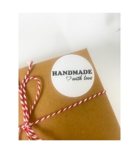 Handmade With Love Siyah 5cm Yapışkanlı Etiket 100 Adet