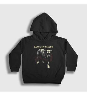 Presmono Unisex Çocuk Siyah Dog Alice In Chains Kapüşonlu Sweatshirt 7465tt