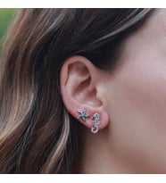 Deniz Atı Ve Yıldız Figürlü Zirkon Taşlı Rose Gold Kaplama Gümüş Küpe