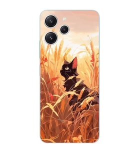 Xiaomi Redmi 12 Uyumlu Uyumlu Doğa ve Kedi Tasarımlı Şeffaf Telefon Kılıfı