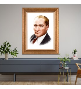 Altın Varaklı Paspartulu Çerçeveli Tablo rv1067