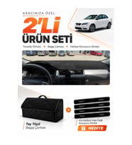 SEAT TOLEDO (2013-2017) Uyumlu Torpido Örtüsü + Tay Tüyü Bagaj Çantası + Sticker Seti - Siyah