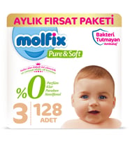 Molfix Pure&Soft 3 Beden Midi Aylık Fırsat Paketi 128 Adet
