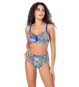 Endeep Kadın Desenli Yüksek Bel Destekli Bikini Takımı