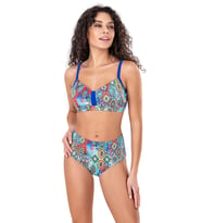Endeep Kadın Desenli Yüksek Bel Destekli Bikini Takımı