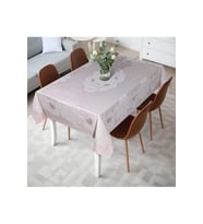 Pano Lace Pamuklu Masa Örtüsü 8 Kişilik 150x220 Cm Masa Örtüsü Pudra (Çok Renkli)