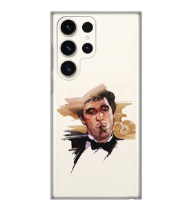 Samsung Galaxy S24 ULTRA Uyumlu Tony Montana Scarface Desenli Şeffaf Telefon Kılıfı