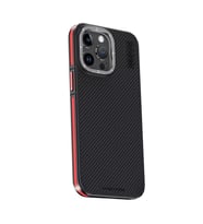 Iphone 15 Kılıf Aramid 600D Kevlar Karbon Fiber Magsafe Kapak - Kırmızı
