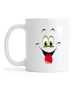 HİDZ Smile İfadeli Beyaz Kupa Bardak(Tip 4)