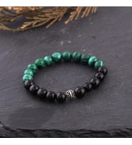 Malahit ve Siyah Onix Doğal Taşlı Unisex Bileklik