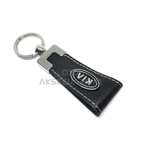 Kia Metal Oto Anahtarlık Uzun Siyah Derili KIA2