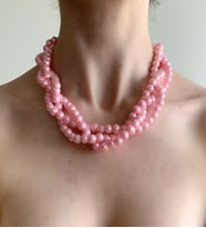 LeylanTakı Kadın Üç Katlı Yeşil  İnci Kolye (Pembe)