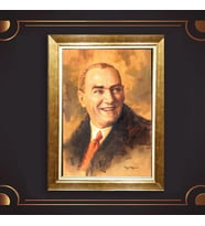 Özel Seri Paspartulu Çerçeveli Atatürk Tablo l175 (Gold)