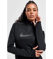 Nike Dri-Fit Running Swoosh Siyah Kadın Çeyrek Fermuar Antrenman Üstü  (Siyah)
