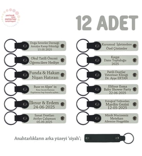 Lise Sınıflarına Anlamlı Bir Mezuniyet Hatırası 12'li Set, Anı Anahtarlığı, Beyaz & Siyah