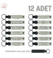 Lise Sınıflarına Anlamlı Bir Mezuniyet Hatırası 12'li Set, Anı Anahtarlığı, Beyaz & Siyah