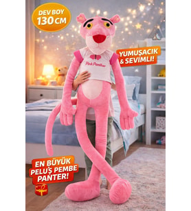 PELUŞ PEMBE PANTER 130 CM Dev Boy Yumuşacık Sevimli Dost