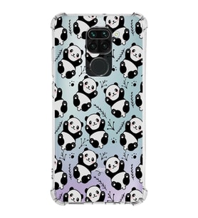 Xiaomi Redmi Note 9 Köşe Korumalı Antişok Kapak Panda Tasarımlı Şeffaf Silikon Kılıf