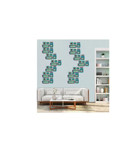 DUVAR ÇIKARTMA STICKER DEKORATİF DUVAR KAĞIDI,SÜS  İKİ ADET KARELİ MAVİ,YEŞİL DESEN PVC 61X30X0,5CM