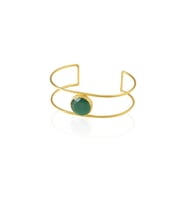 Kadir Jewellery 22 Ayar Altın Kaplama Zirkon Taşlı Ayarlanabilir Vintage Bilezik (K.Yeşil)