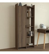 Offer Çok Raflı, Tek Kapaklı Kitaplık - 180 cm, Ev-Ofis, Kütüphane (Kahverengi)