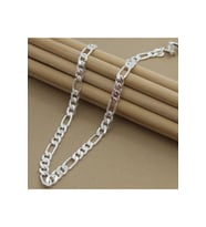 Şık İtalyan Tasarımlı 925 Ayar Gümüş Figaro Zincir Kolye 5 mm 60 cm
