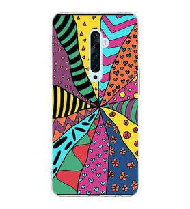 PrintiFy Oppo Reno 2Z  ile Uyumlu 1mm Slim Fit Retro Renkler 4 Baskılı Şeffaf  Kılıf