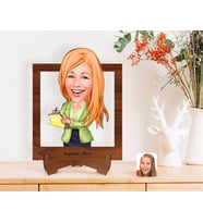 BK Gift Kişiye Özel Kadın Asistan Karikatürlü Ahşap Standlı 3D Biblo-2 (Beyaz)