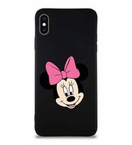 Apple iPhone XS Max Soft Premier Kapak Minnie Mouse-C Tasarımlı Silikon Kılıf - Siyah (Şeffaf)
