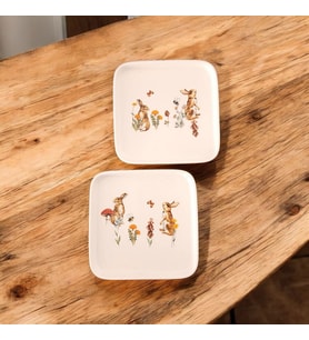 Tavşan desen kare mini sunum tabağı 2'li
