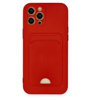 Newface Apple iPhone 12 Pro Max Kılıf Kelvin Kartvizitli Silikon - Kırmızı