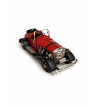 Dekoratif Metal Araba Modeli – Retro Nostaljik El Yapımı Masa & Raf Dekoru (Siyah-Kırmızı)