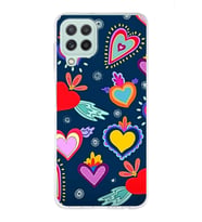 PrintiFy Samsung Galaxy M22 ile Uyumlu 1mm Slim Fit Retro Renkler 3 Baskılı Şeffaf  Kılıf