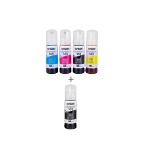 Epson Mürekkep Orj. T103 4 Lü Set +1 Siyah Renk Hediyeli (Çok Renkli)