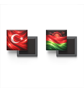 Buzdolap Magnetleri - Malavi Bayrağı ve Türk Bayrağı - 2'li Set Magneti