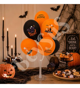 Cadılar Bayramı Standlı Pastel Balon Seti 7li