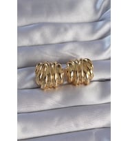 Pirinç Gold Renk Tırtıklı Bombe Model Küpe