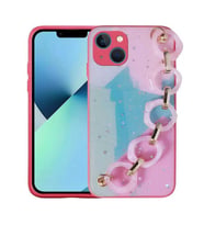 Apple iPhone 13 Kılıf Zore Elsa El Askılı Tutacaklı Kılıf (Koyu Pembe)