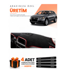 AUDİ Q5 (2008-2017) Uyumlu Torpido Koruma Örtüsü Oto Kılıfı - Siyah Kırmızı