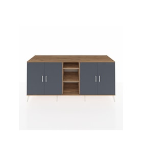 Kronos Konsol 4 Raflı 4 Kapaklı 220x59x99 Çam-Antrasit/Çam
