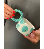 Burgu Kulp Turkuaz Gold kalpli Mug Kupa Fincan (Karışık)
