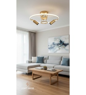 LİGHT HOUSE 2'li Ayarlanabilir Spotlu Led Altın Avize (Altın Rengi)