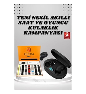 Mey İthalat® Dijital Göstergeli Kulaklık ve 7 Kordonlu Akıllı Saat Android ve İOS Uyumlu Uyku Takibi