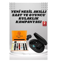 Mey İthalat® Dijital Göstergeli Kulaklık ve 7 Kordonlu Akıllı Saat Android ve İOS Uyumlu Uyku Takibi