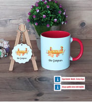 Arkeolog Kupa Bardak Kırmızı ve Ahşap Anahtarlık Hediye (Model 1)