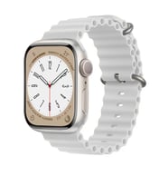 Apple Watch 42mm 44mm 45mm Seri 1 2 3 4 5 6 7 8 Se Uyumlu Seaflex Ocean Silikon Kordon (Beyaz)