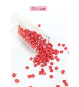 Dökme Cam Kum Boncuk Büyük Boy (6/0) 4 mm - 60 Gram - Açık Kırmızı - BNC125