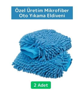 Premium Yumuşak Esnek Mikrofiber Oto Araç İç Dış Elektronik Otomobil Yıkama Temizleme Eldiveni 2Adet